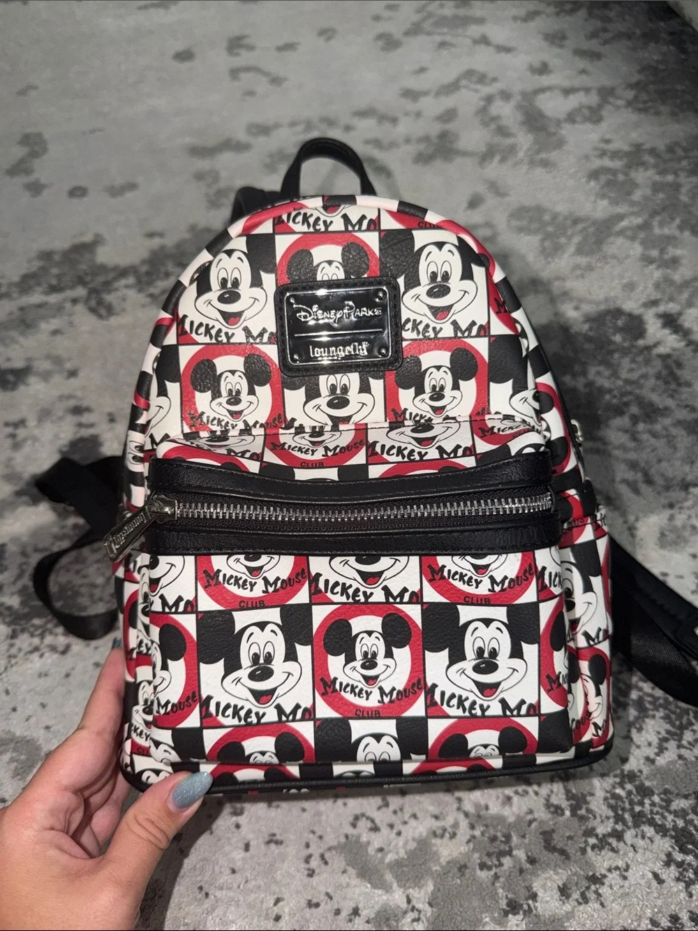 Loungefly Mickey Mouse Club Checker Mini Backpack - Black, White & Red